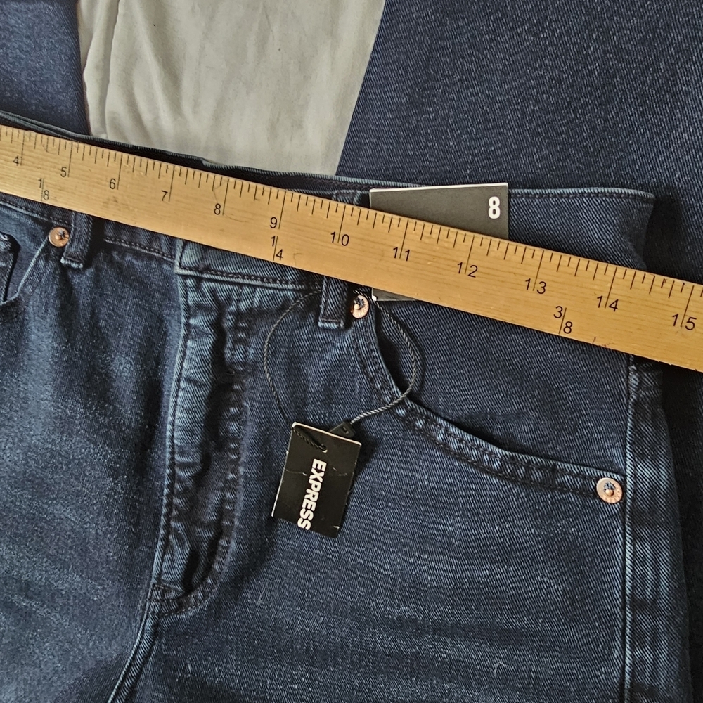 Express Women's High Rise Jeans - Deep Indigo - Picture 5 of 7